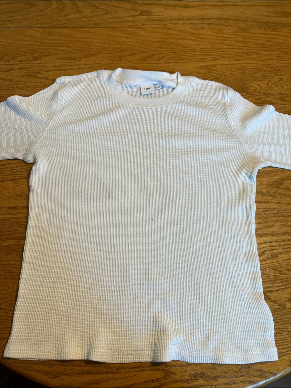 TNA White Waffle Knit Long Sleeve Tee